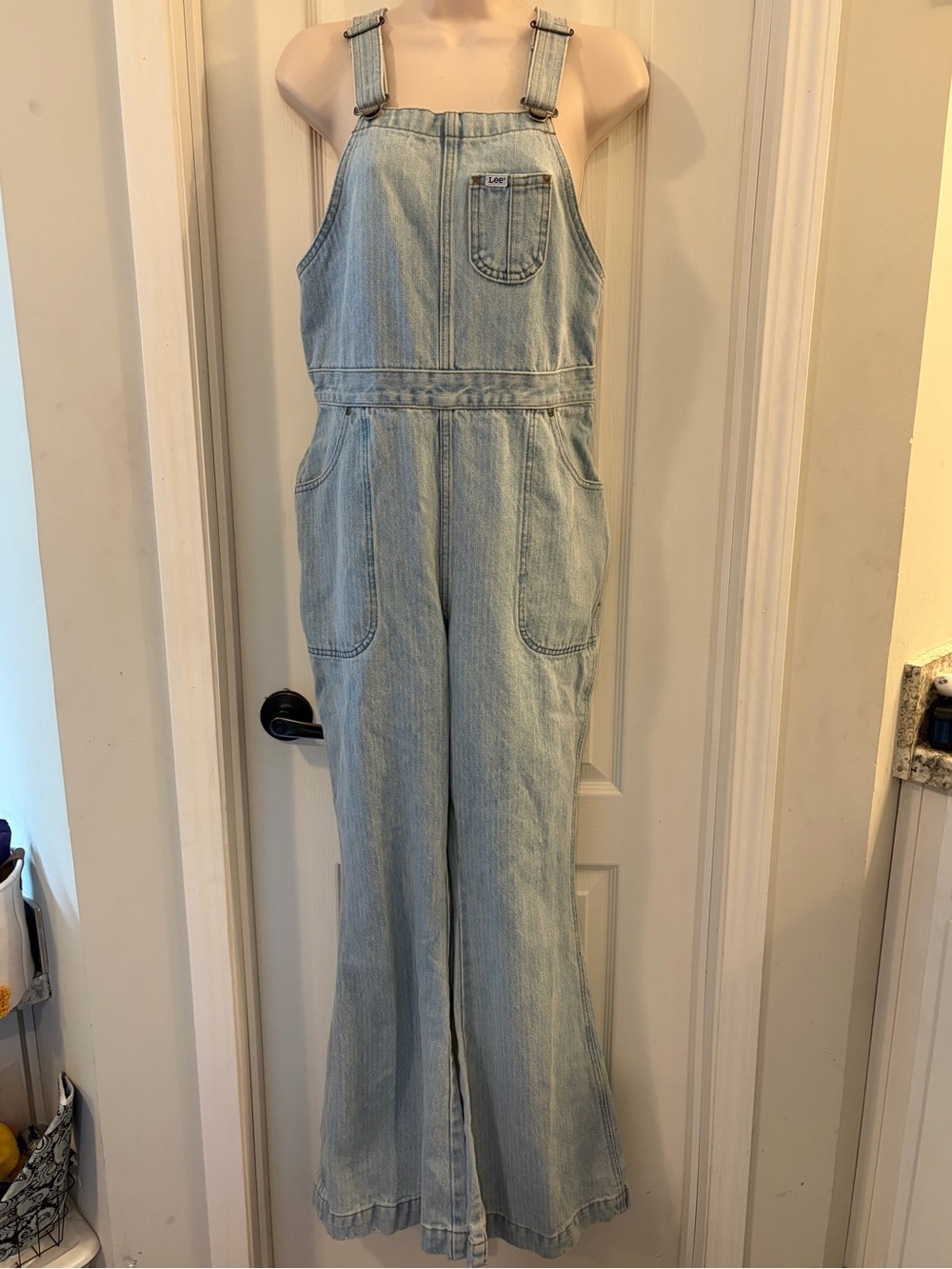 Lee Workwear Denim Overalls Wide Leg Light Wash 100% Cotton Sz M Vintage SO CUTE